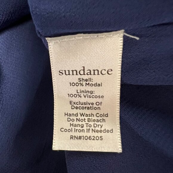 Sundance Women’s Embroidered Shift Dress Short Sleeve Blue/Gold XS New Pockets - Picture 9 of 10